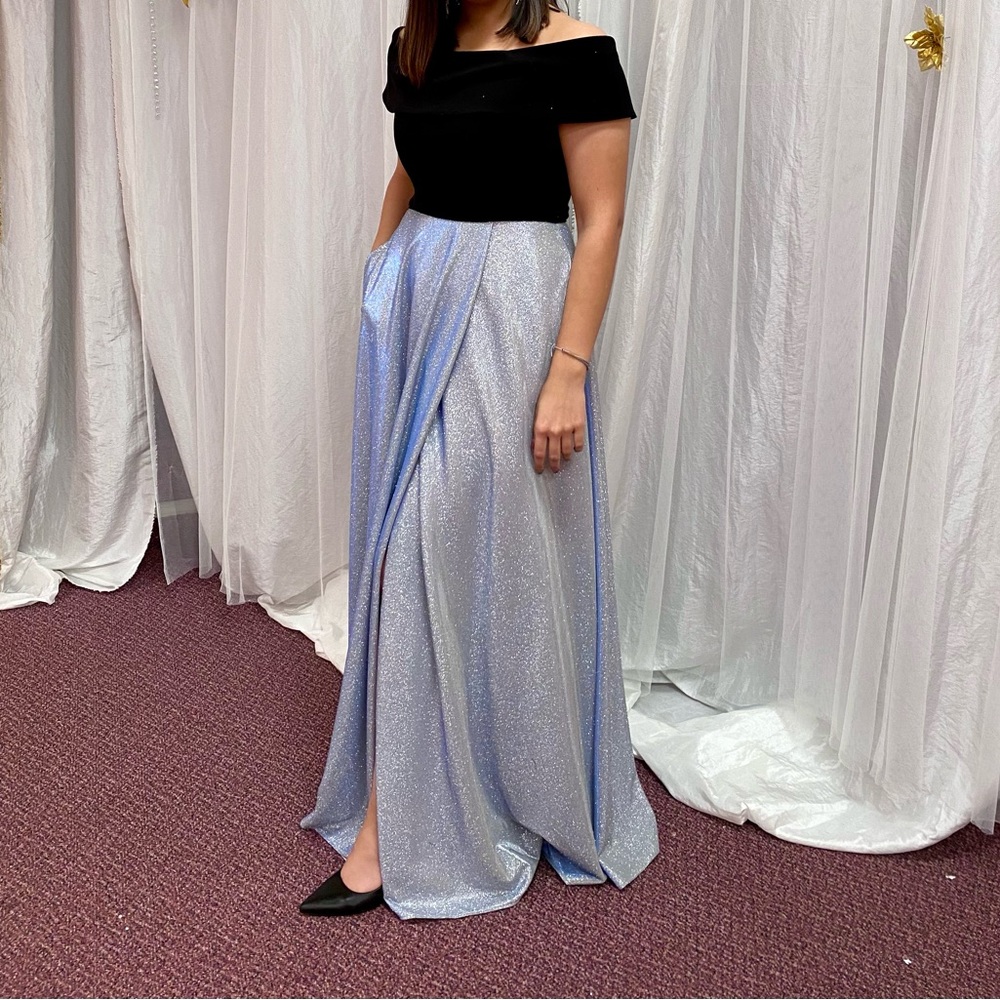 Betsy & Adam Shimmery Light Blue Maxi Skirt